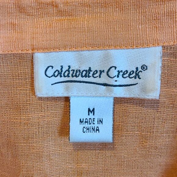 Coldwater creek womens orange linen silk 3/4 sleeve blouse size medium - Picture 3 of 7